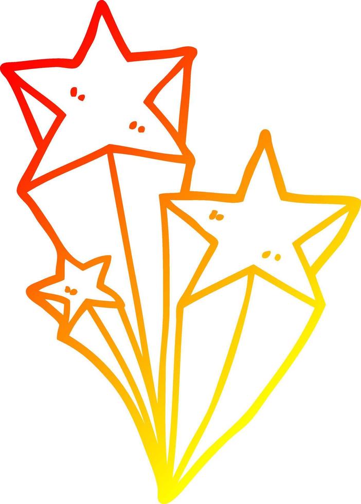 dibujo lineal de gradiente cálido estrellas fugaces de dibujos animados vector