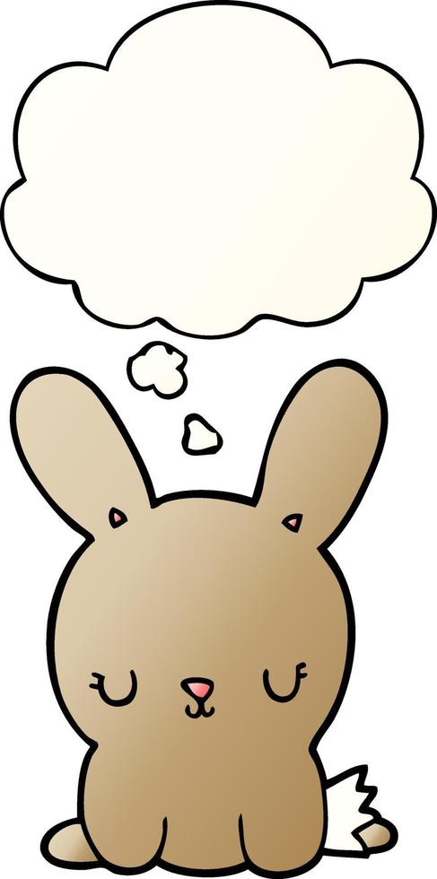 cute cartoon rabbit and thought bubble in smooth gradient style vector