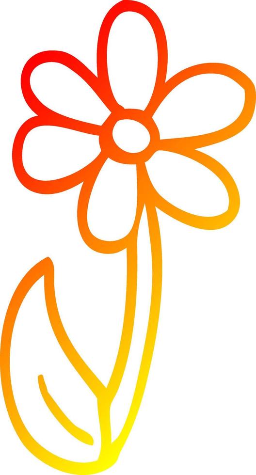 warm gradient line drawing cartoon single flower vector