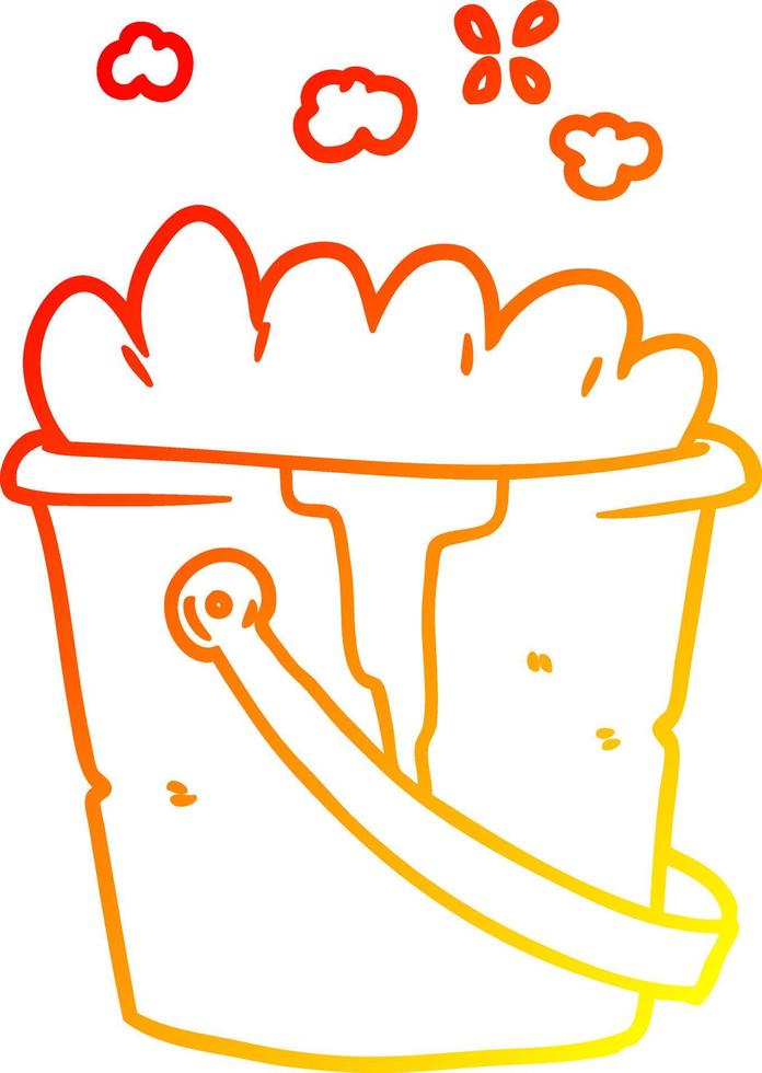 warm gradient line drawing cartoon bucket of soapy water vector