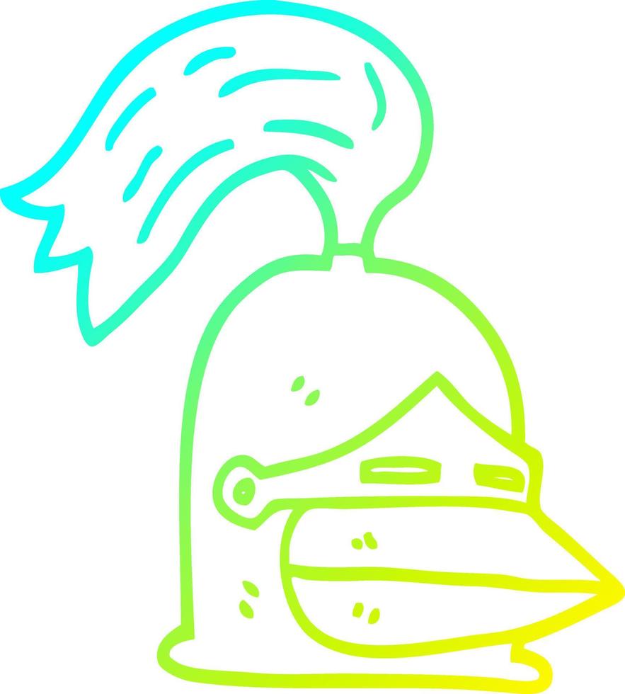 casco dorado de dibujos animados de dibujo lineal de gradiente frío vector