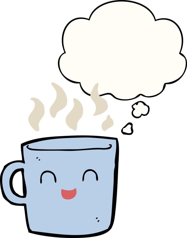 cute coffee cup cartoon and thought bubble vector