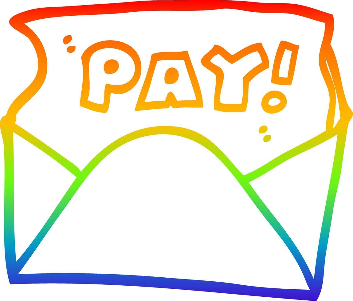 rainbow gradient line drawing cartoon pay packet vector