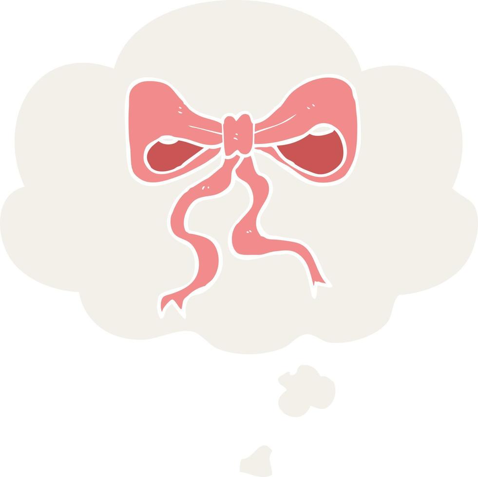 cartoon bow and thought bubble in retro style vector