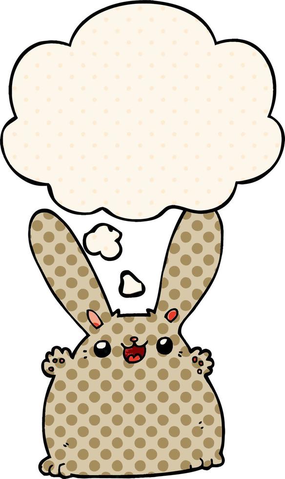 cartoon rabbit and thought bubble in comic book style vector