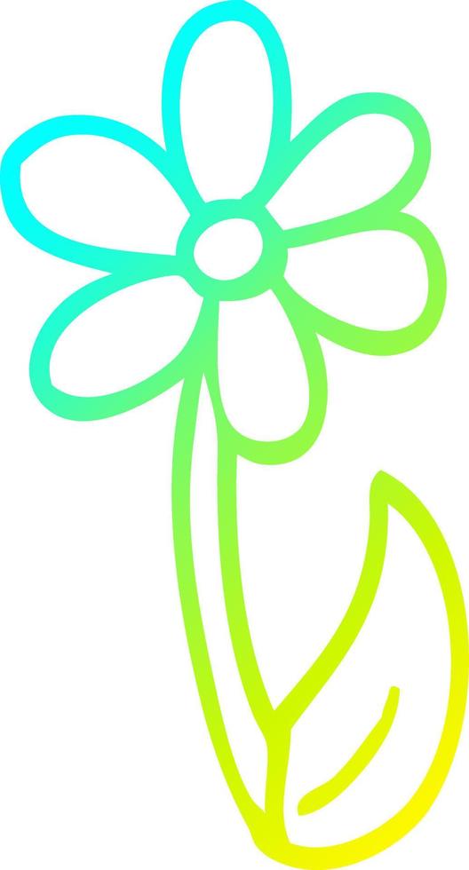 línea de gradiente frío dibujo flor de primavera de dibujos animados vector