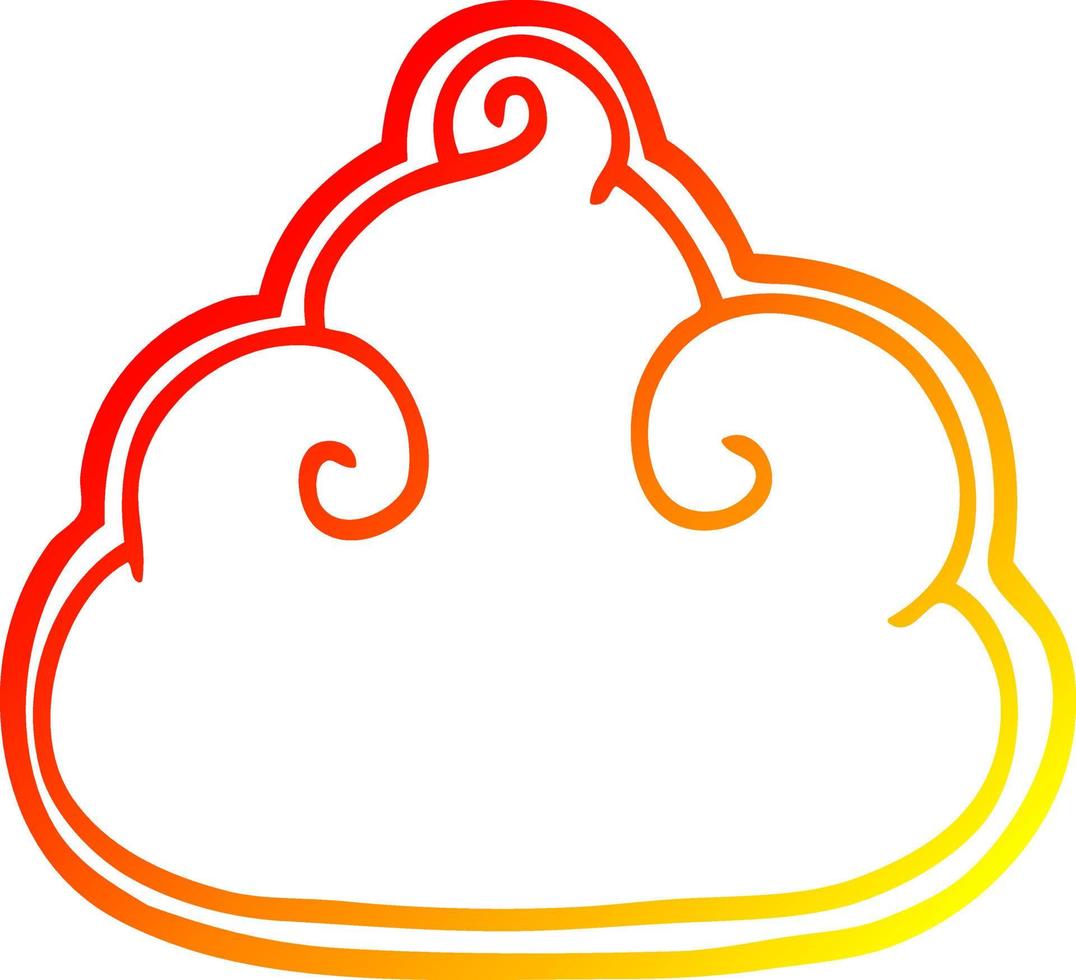 símbolo de nube de dibujos animados de dibujo de línea de gradiente cálido vector