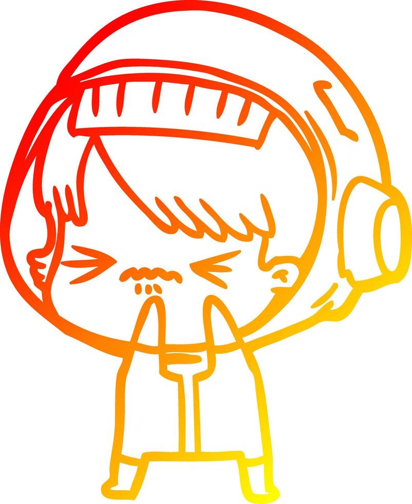 warm gradient line drawing angry cartoon space girl vector