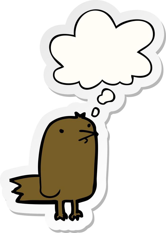 cartoon bird and thought bubble as a printed sticker vector