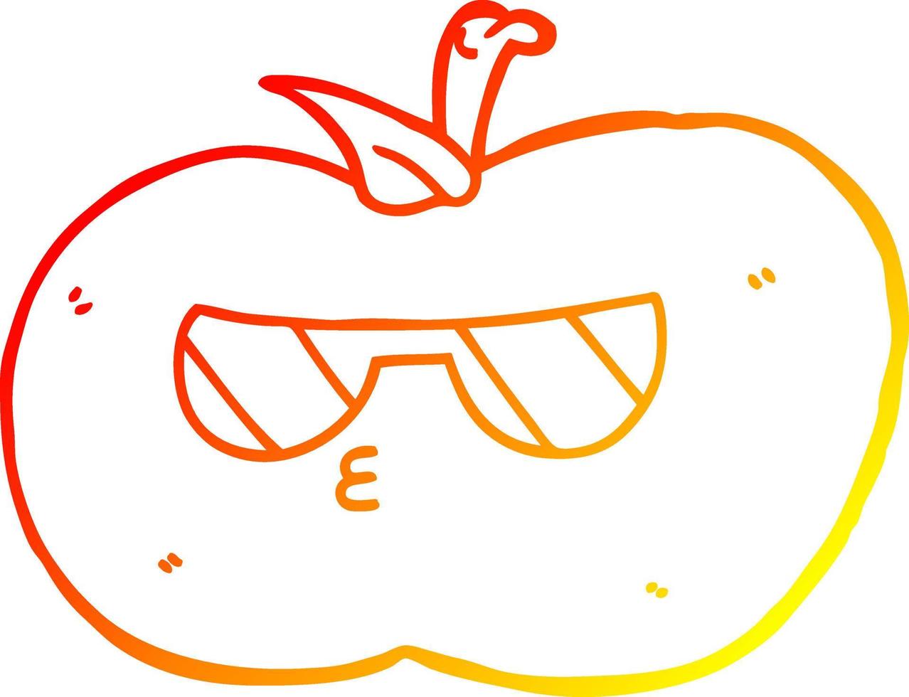 warm gradient line drawing cartoon cool apple vector