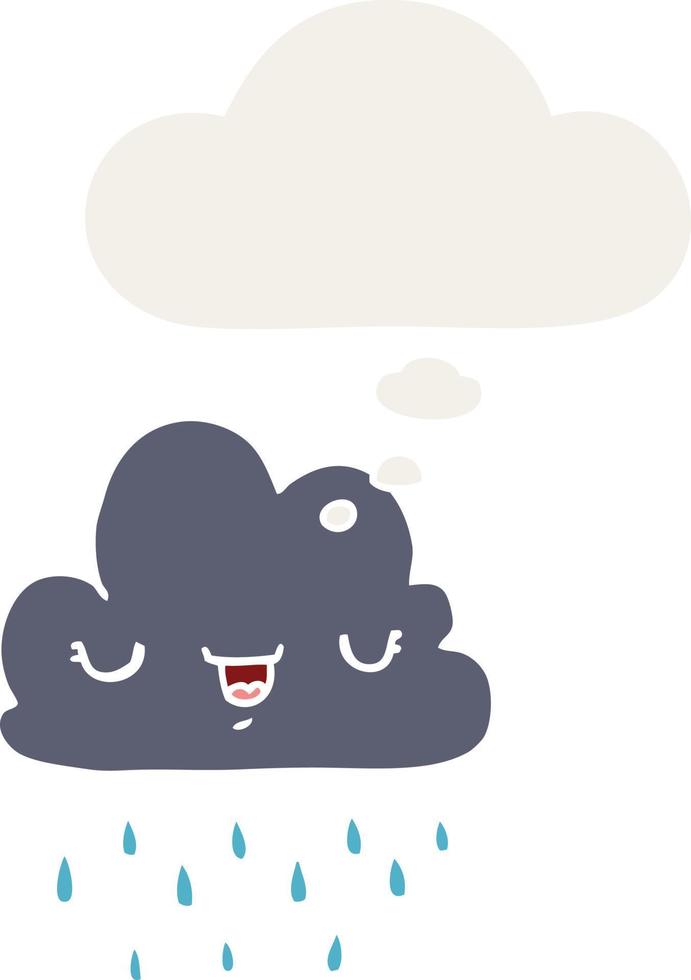 nube de tormenta de dibujos animados y burbuja de pensamiento en estilo retro vector