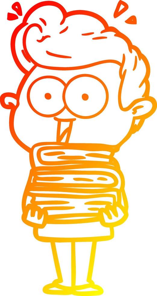 warm gradient line drawing cartoon staring man vector