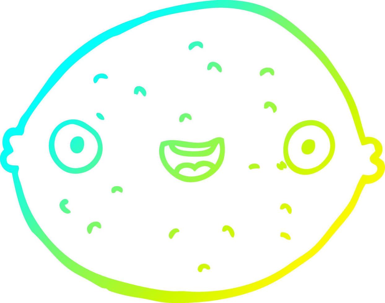 cold gradient line drawing cartoon lemon vector