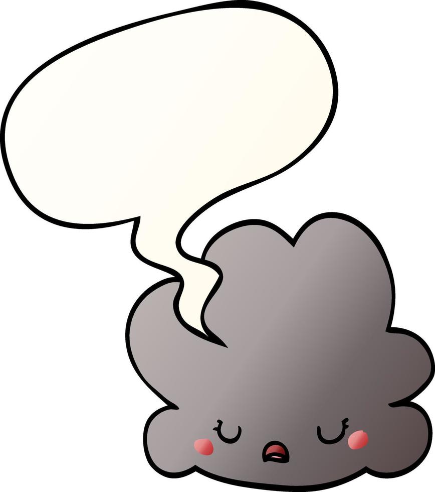 cartoon cloud and speech bubble in smooth gradient style vector