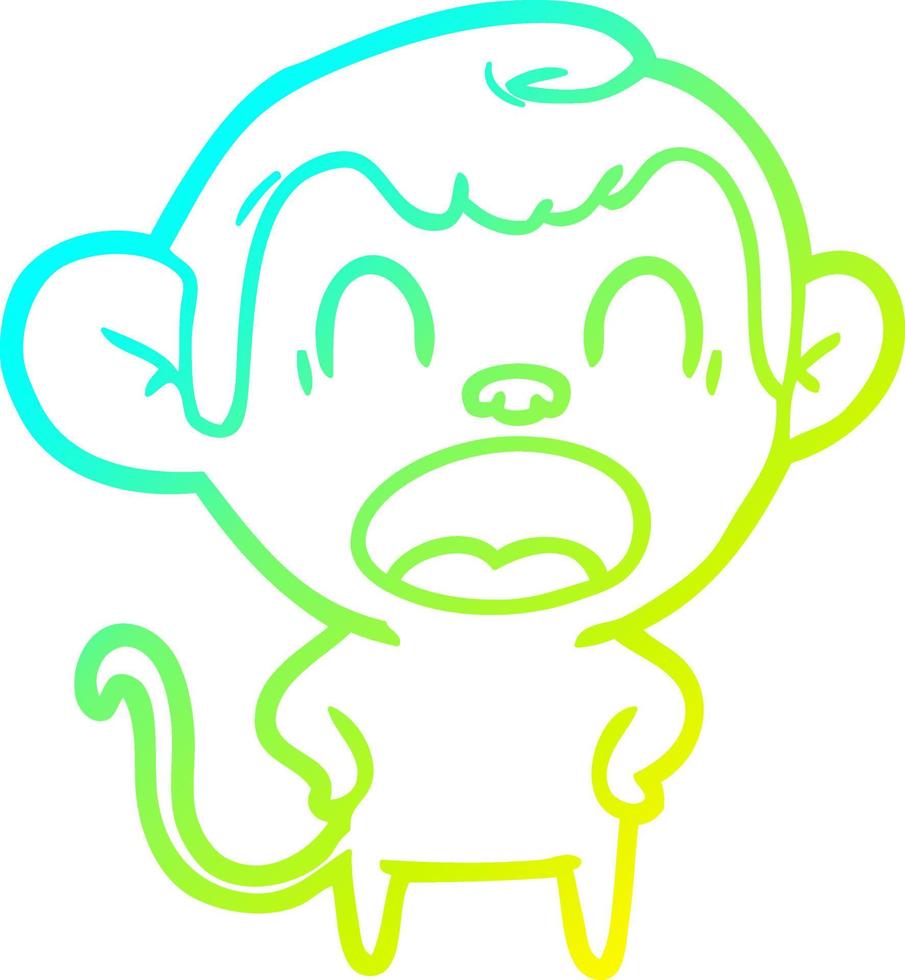 cold gradient line drawing shouting cartoon monkey vector