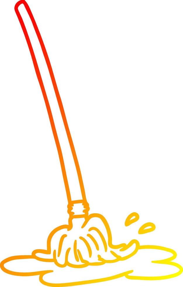 warm gradient line drawing wet cartoon mop vector