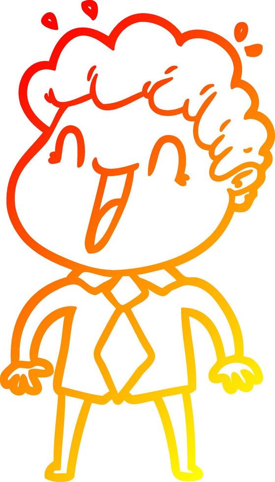 warm gradient line drawing cartoon happy man vector