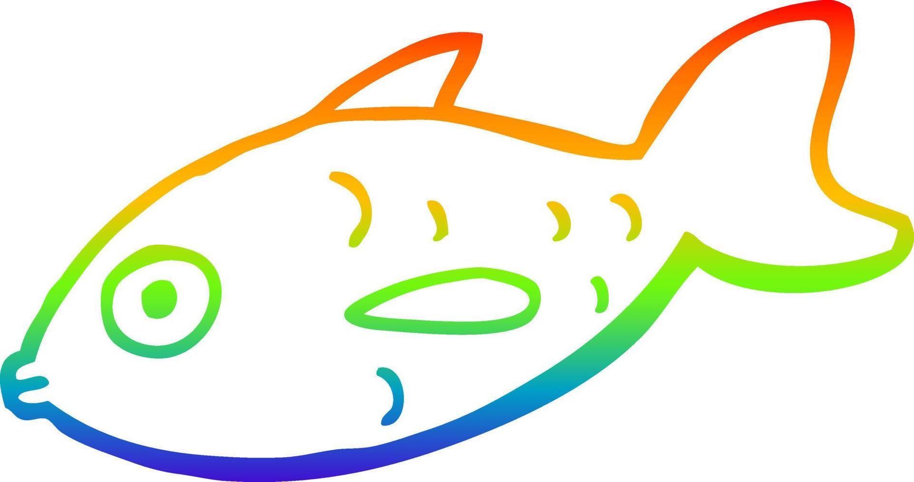 rainbow gradient line drawing cartoon fish vector