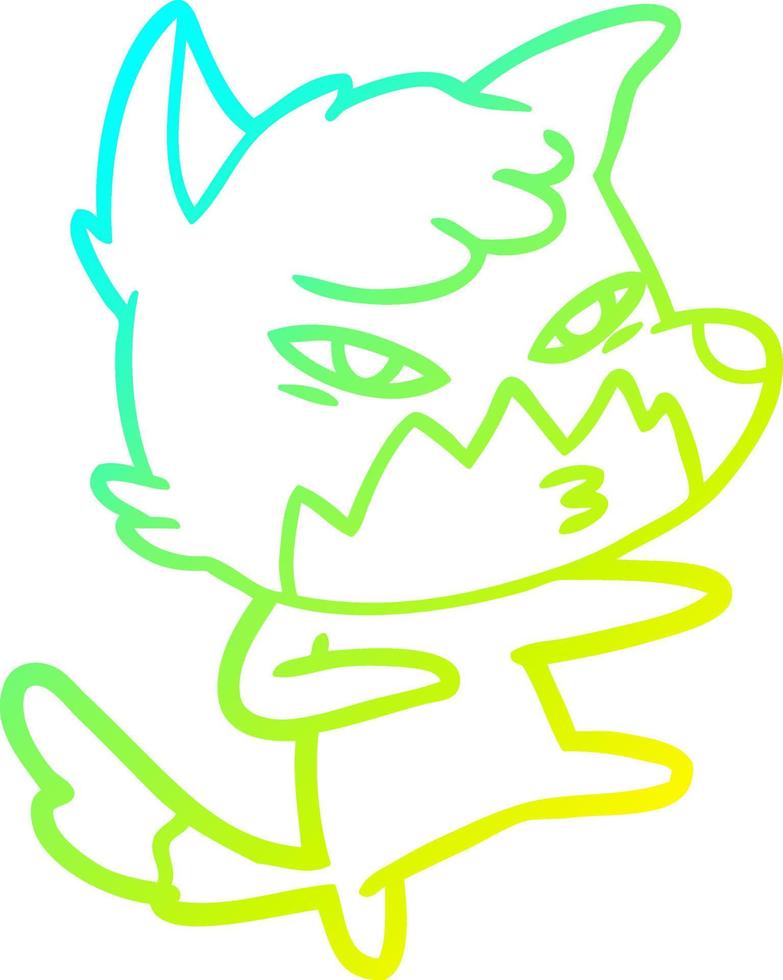 cold gradient line drawing clever cartoon fox vector