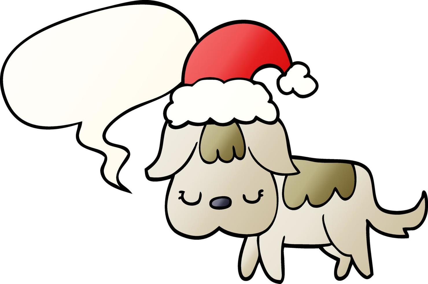lindo perro navideño y burbuja de habla en un estilo degradado suave vector