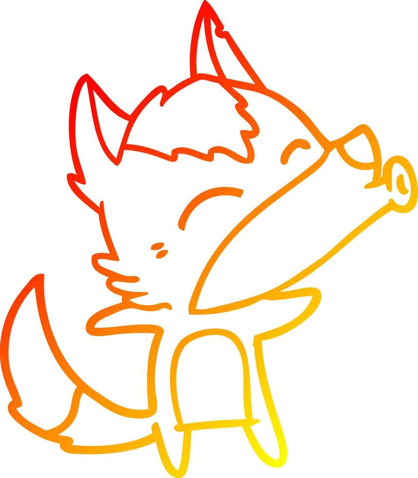 warm gradient line drawing cartoon howling wolf vector