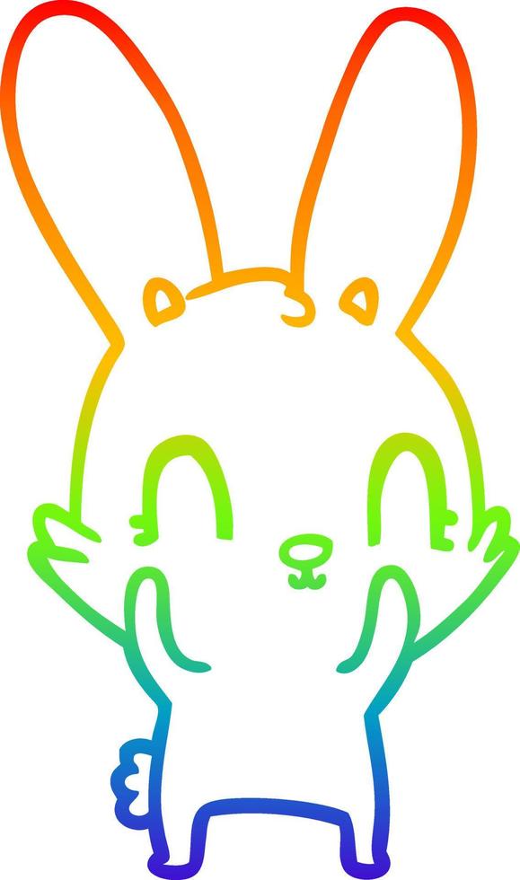 rainbow gradient line drawing cute cartoon rabbit vector