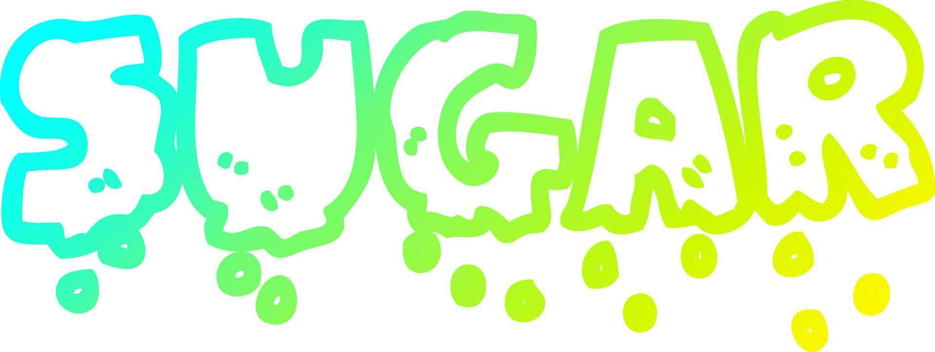 cold gradient line drawing cartoon word sugar vector