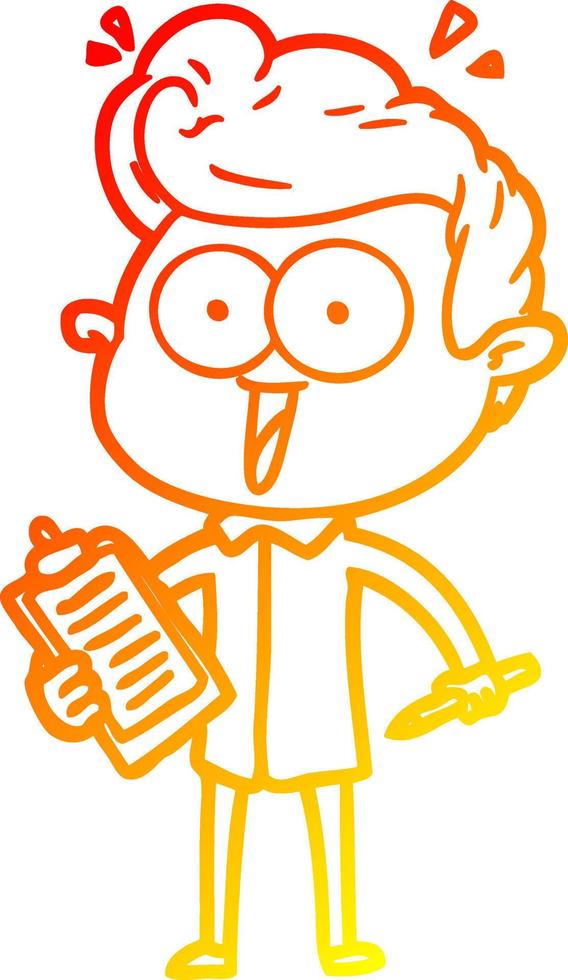 warm gradient line drawing cartoon staring man vector