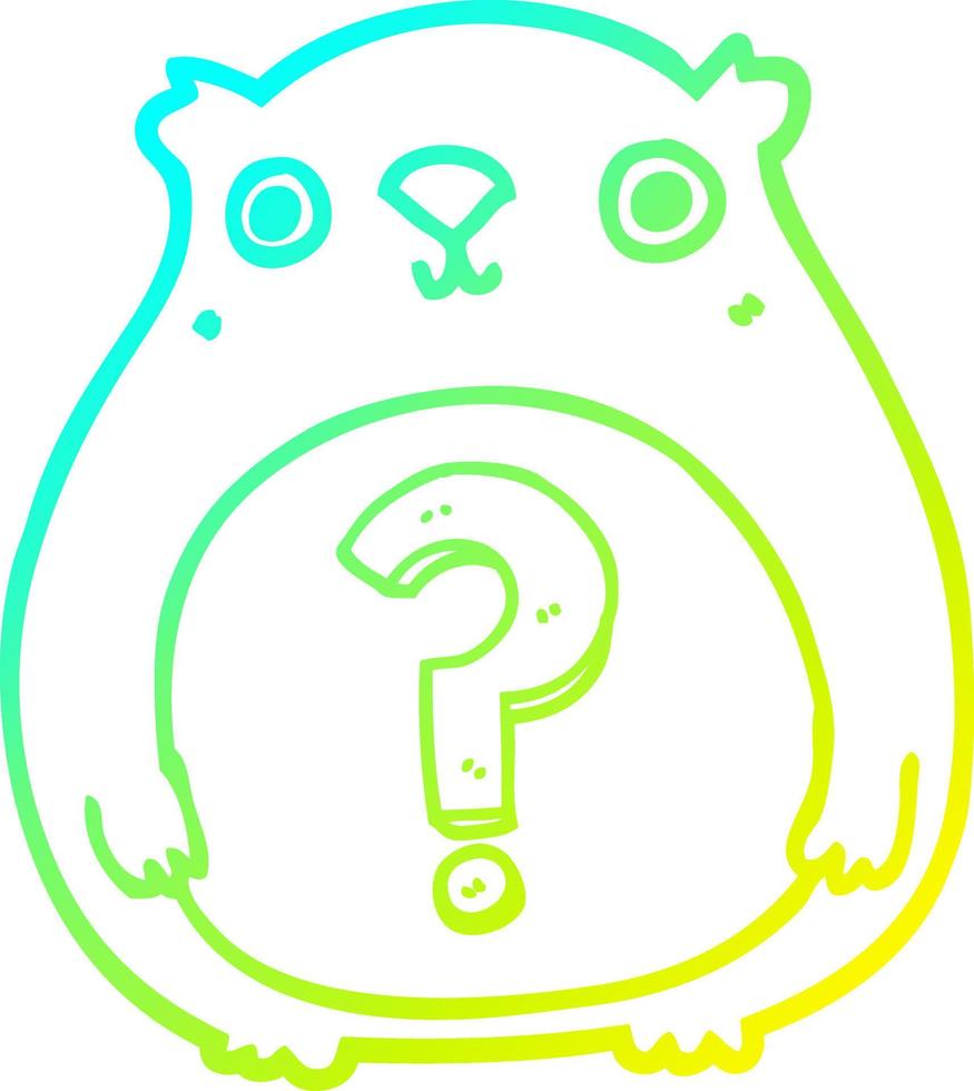 cold gradient line drawing cartoon curious bear vector
