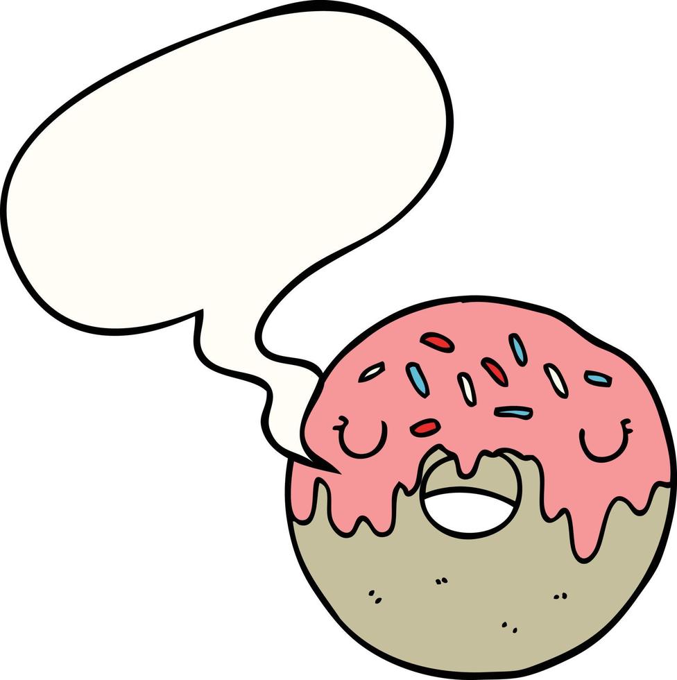 donut de dibujos animados y bocadillo de diálogo vector