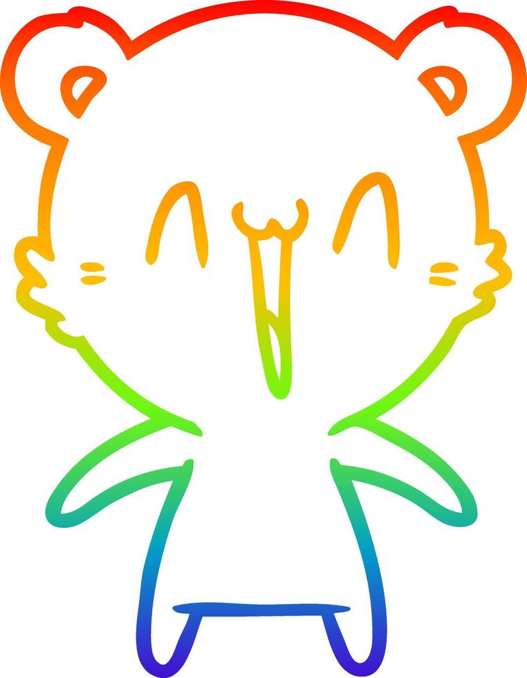 rainbow gradient line drawing happy polar bear cartoon vector