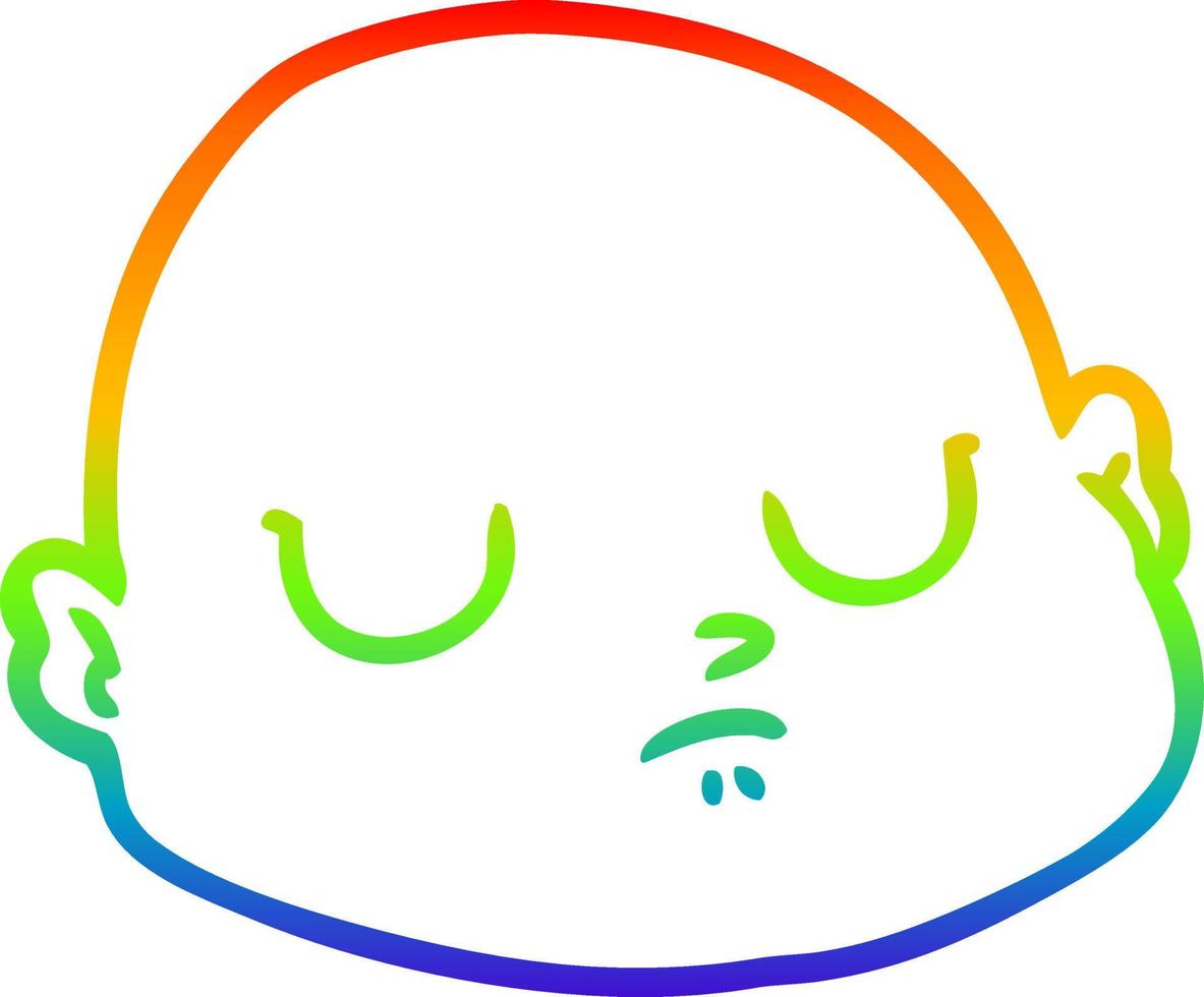 rainbow gradient line drawing cartoon bald man vector