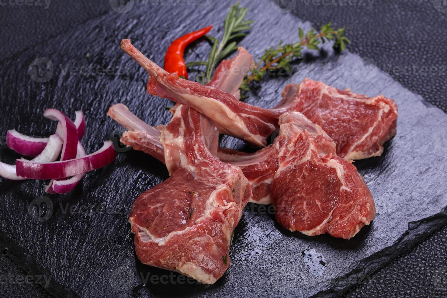 Raw rack of lamb photo