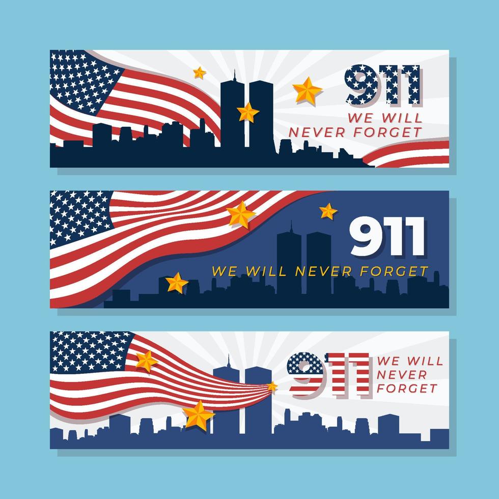 Plantilla de banner conmemorativo 911 vector