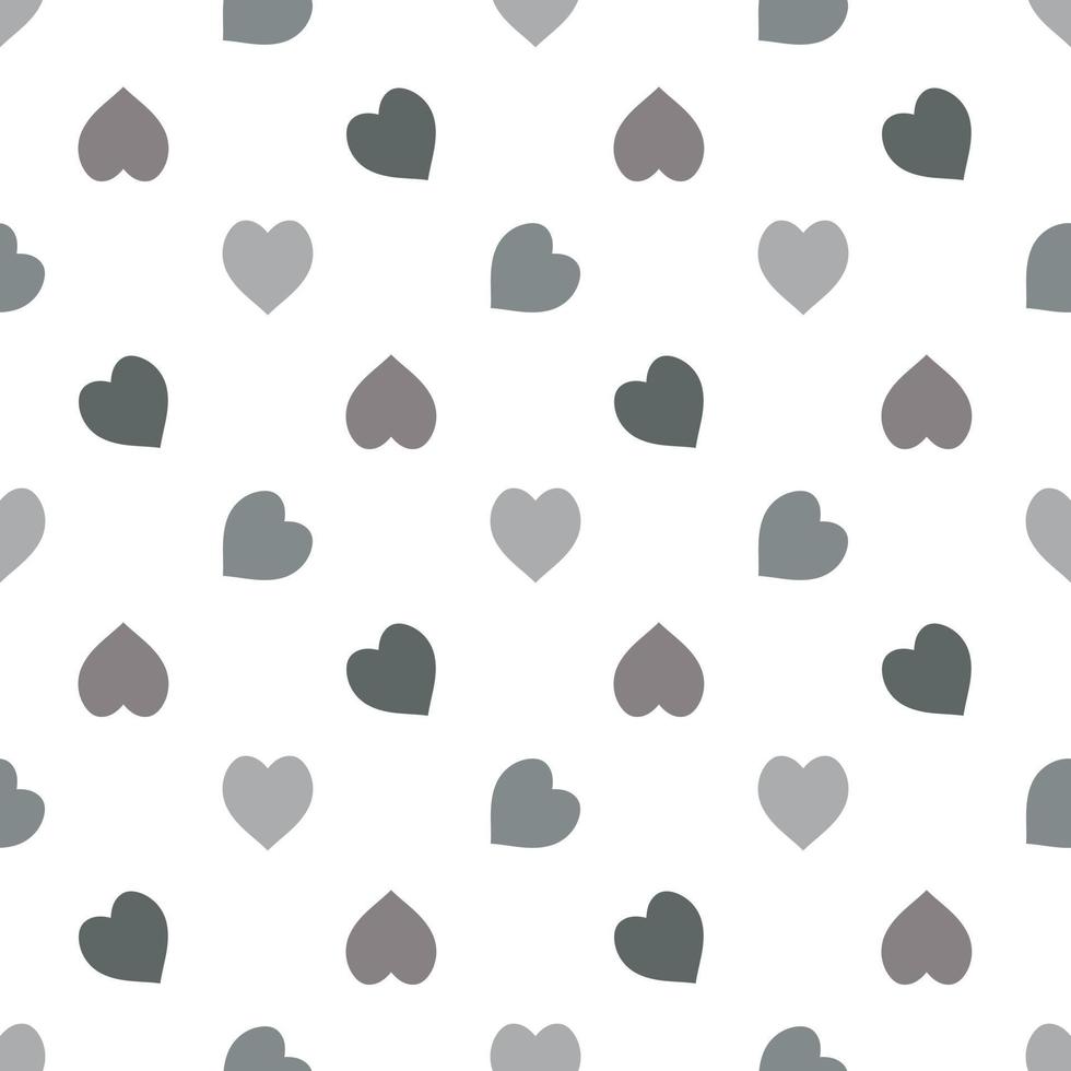 Seamless pattern in grey hearts on white background for fabric, textile, clothes, tablecloth and other things. Vector image.