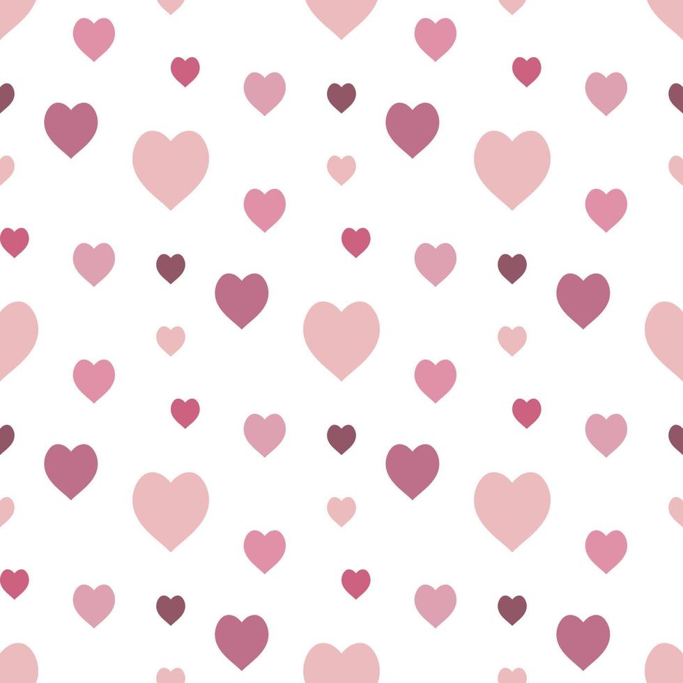 Seamless pattern in stylish cozy pink hearts on white background for fabric, textile, clothes, tablecloth and other things. Vector image.