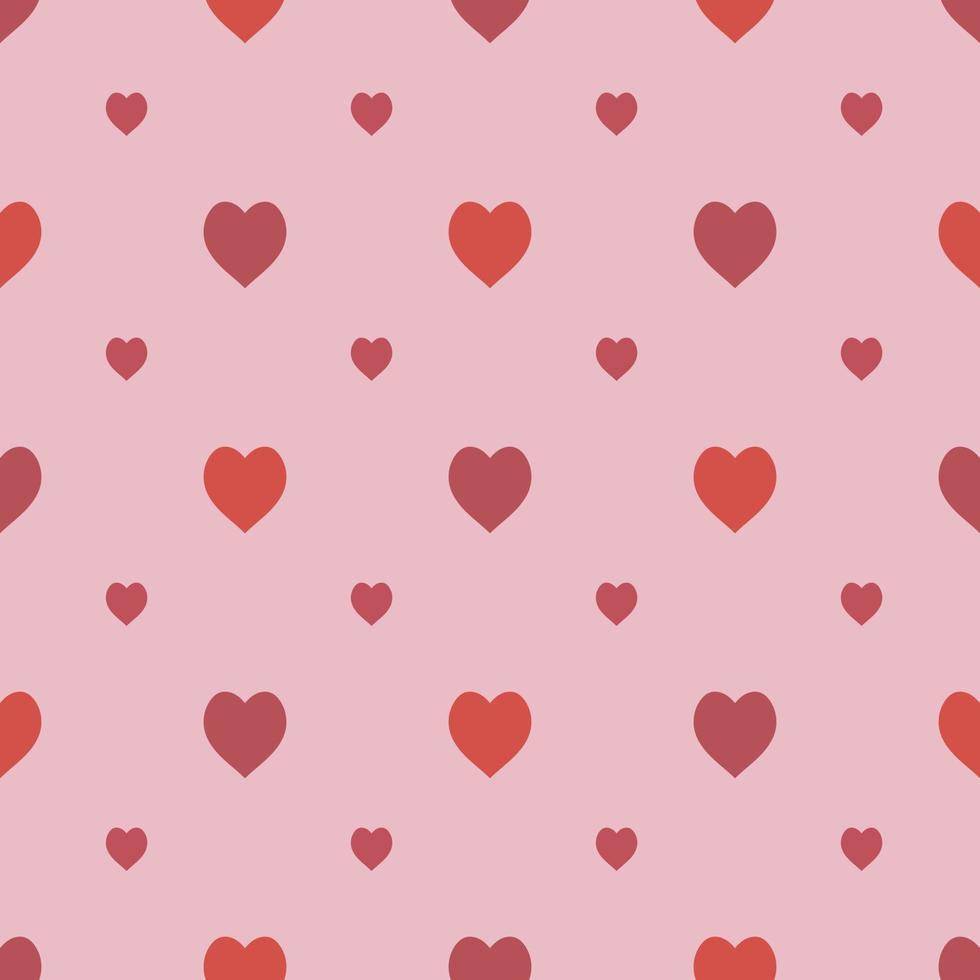 Seamless pattern in stylish red hearts on light pink background for fabric, textile, clothes, tablecloth and other things. Vector image.