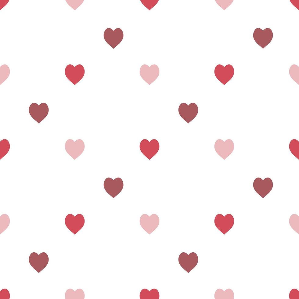 Seamless pattern in stylish red and pink hearts on white background for fabric, textile, clothes, tablecloth and other things. Vector image.