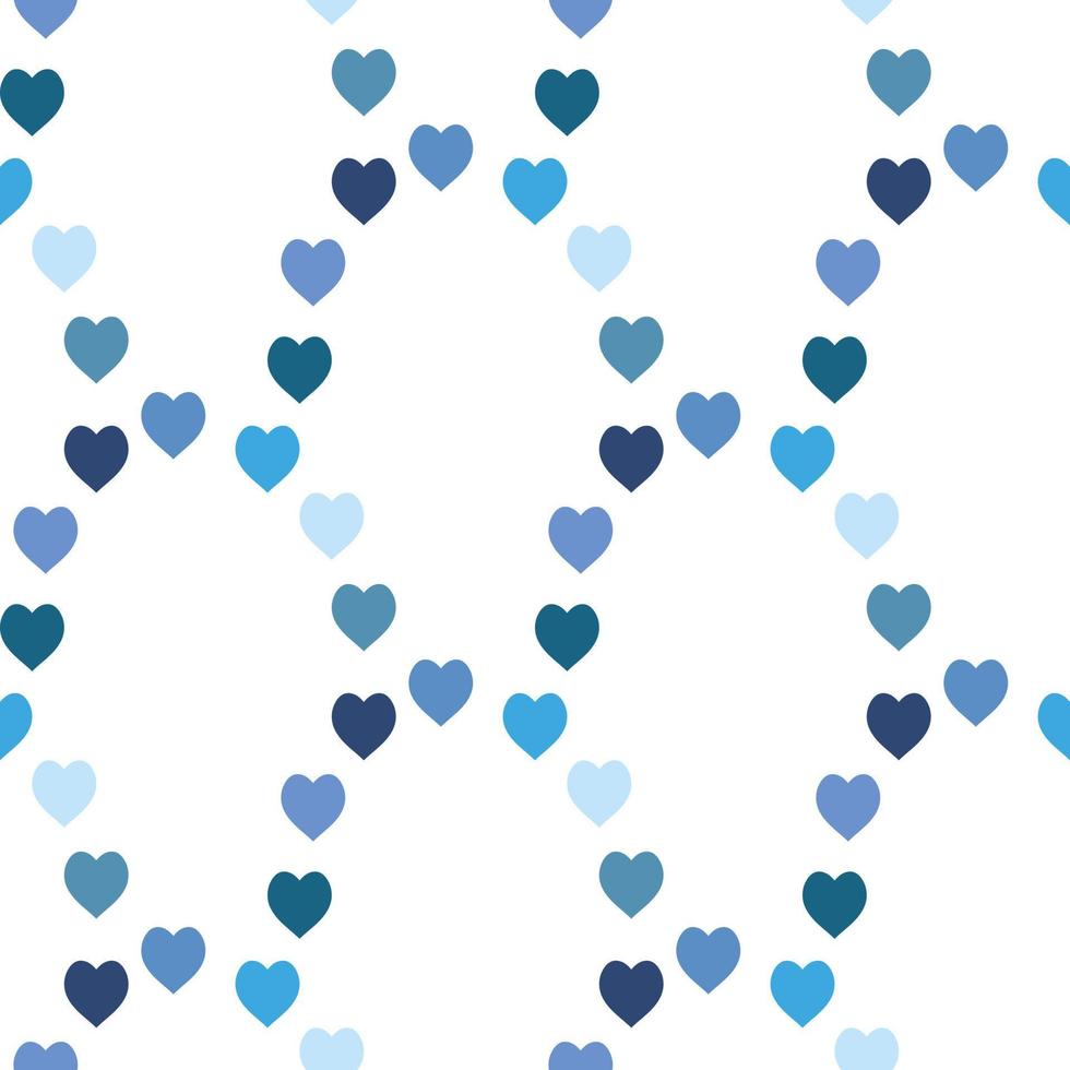 Seamless pattern with exquisite light and dark blue hearts on white background for plaid, fabric, textile, clothes, tablecloth and other things. Vector image.