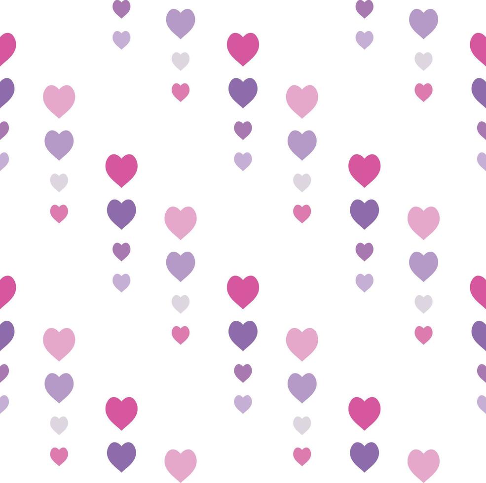 Seamless pattern with exquisite pink and violet hearts on white background for plaid, fabric, textile, clothes, tablecloth and other things. Vector image.