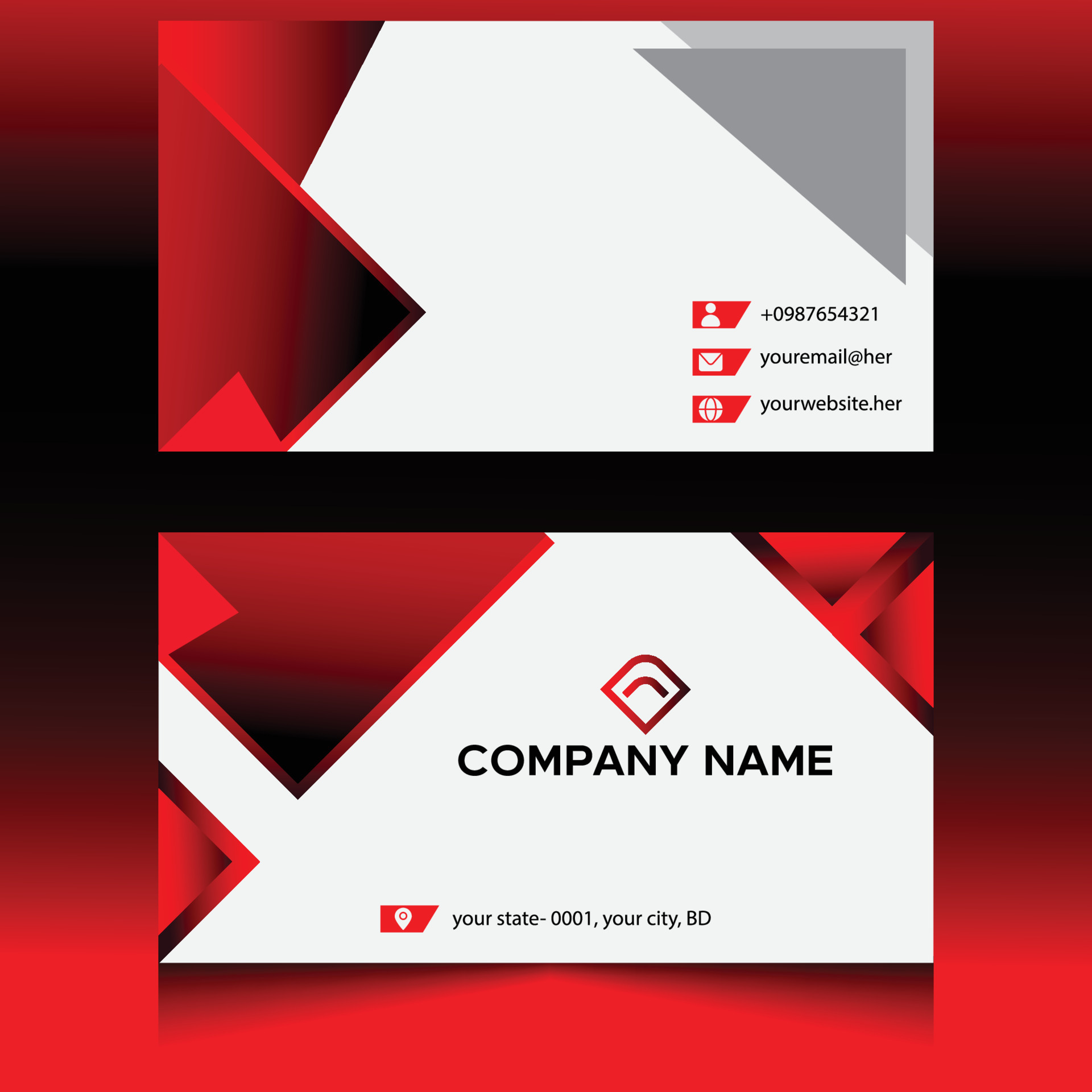 Red black and white premium best business card design 8872615 Vector