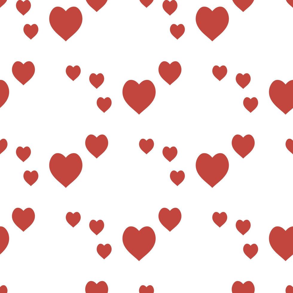Seamless pattern with great cozy red hearts on white background for plaid, fabric, textile, clothes, tablecloth and other things. Vector image.
