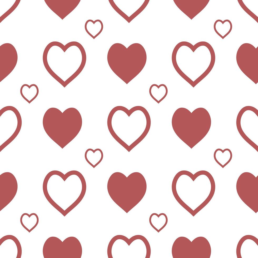 Seamless pattern with great charming red hearts on white background for plaid, fabric, textile, clothes, tablecloth and other things. Vector image.