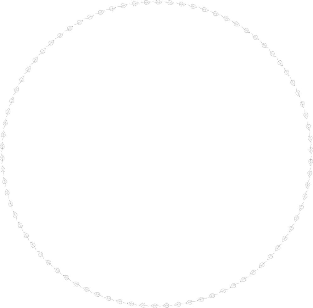 Round frame of black-and-white pretty horizontal  leaves. Isolated nature frame on white background for your design. vector