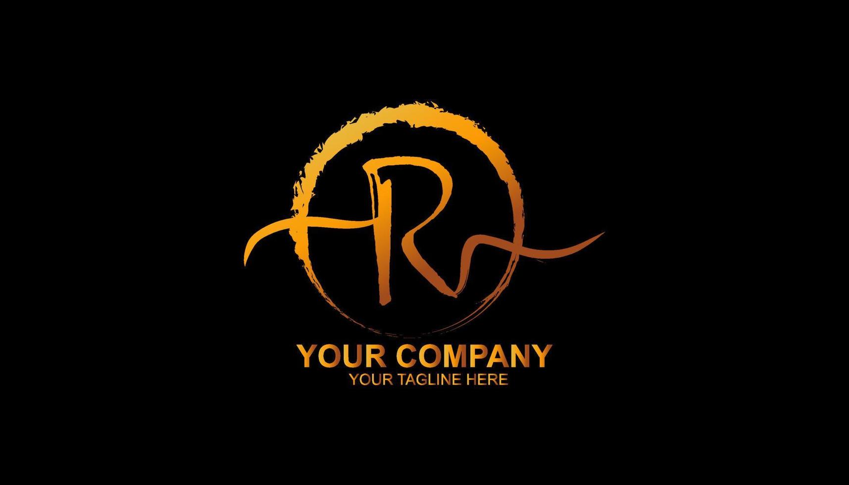 Hand drawn brush logo, Letter R logo design template with gradient color vector