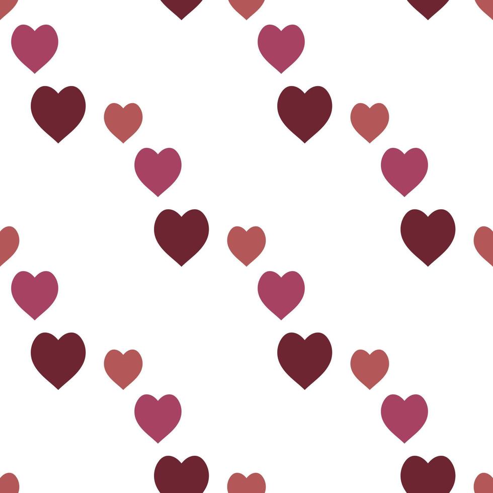 Seamless pattern with exquisite bright and dark red and pink hearts on white background for plaid, fabric, textile, clothes, tablecloth and other things. Vector image.