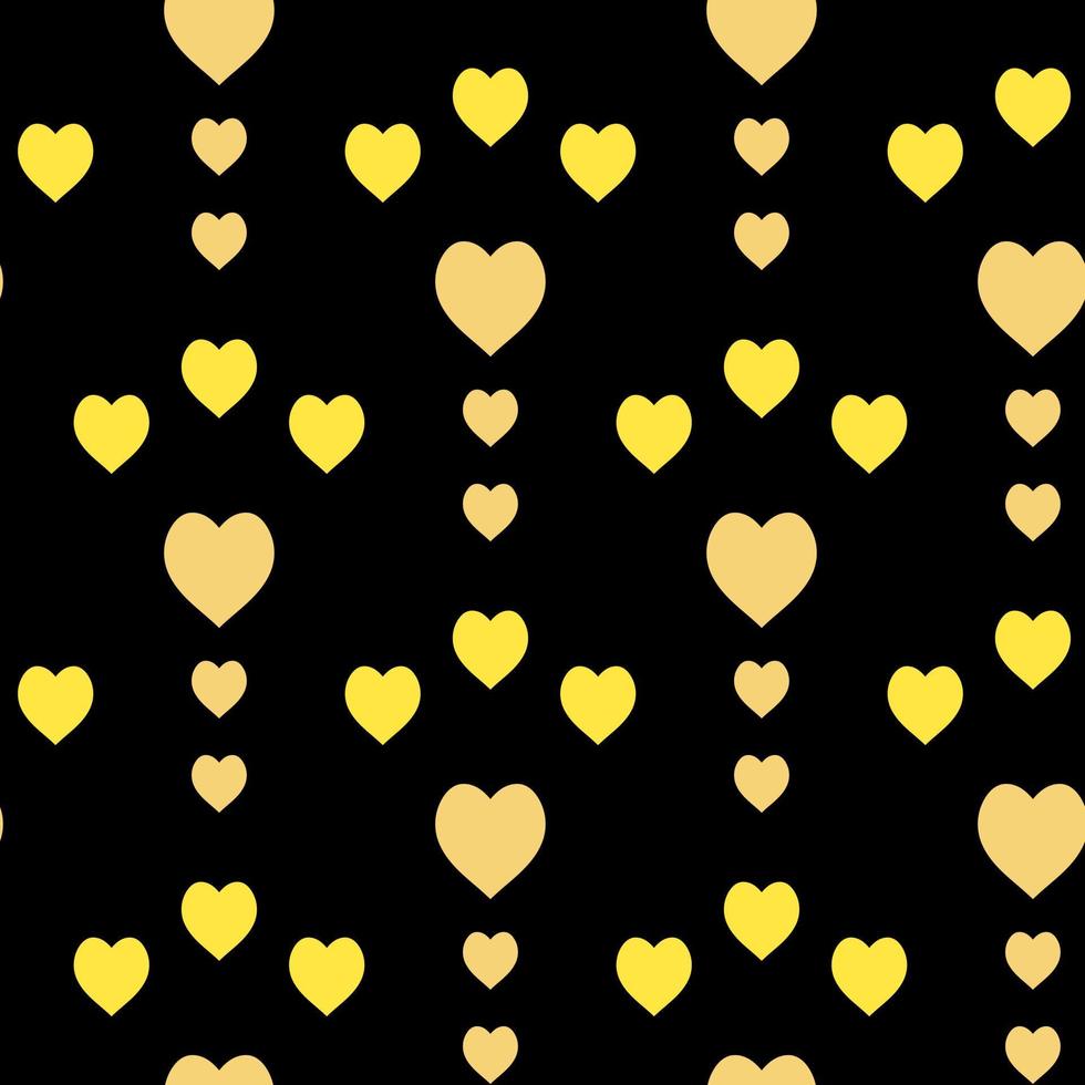 Seamless pattern with exquisite yellow hearts on black background for plaid, fabric, textile, clothes, tablecloth and other things. Vector image.