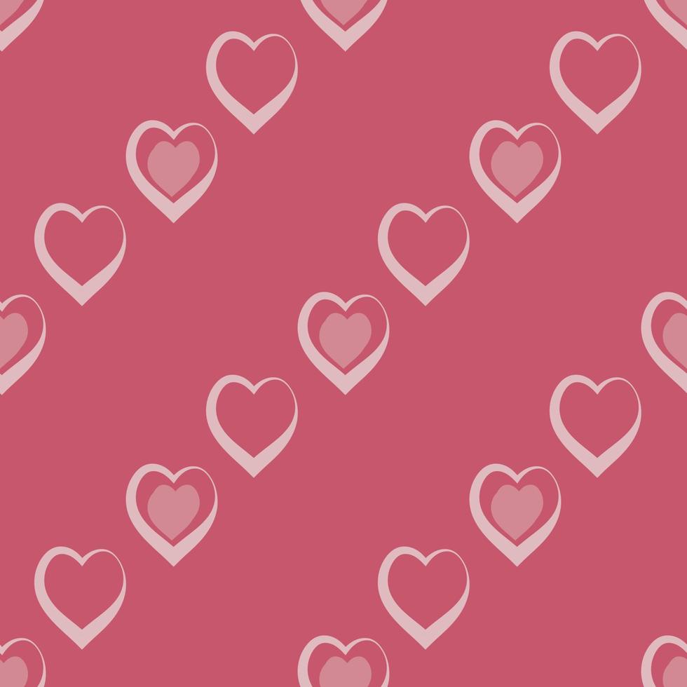 Seamless pattern with exquisite creative light pink hearts on dark pink background for plaid, fabric, textile, clothes, tablecloth and other things. Vector image.