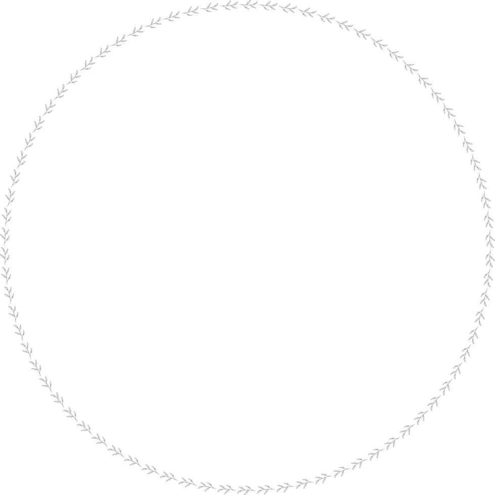 Round frame of black-and white cute horizontal branches. Isolated nature frame on white background for your design. vector