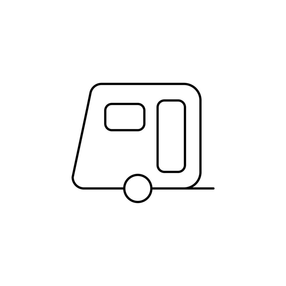 Caravan, Camper, Travel Thin Line Icon Vector Illustration Logo Template. Suitable For Many Purposes.